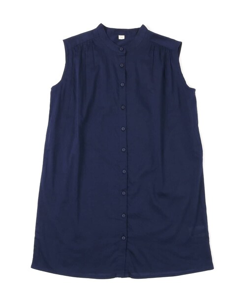 DISCOAT(ディスコート)の「【キッズ】ボイルノースリギャザーワンピース(ワンピース・キッズ・ブラック/カーキ/ネイビー・120/130)」の1枚目の写真