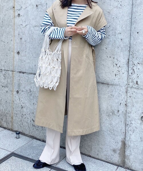 Lattice（Lattice）の「ウッドビーズマクラメ編みバッグ（トートバッグ・レディース・アイボリー/ブルー/ブラウン・0）」の2枚目の写真