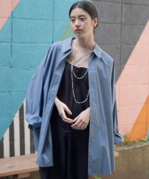 Kastane(カスタネ)の「【WHIMSIC】BEADS NECKLACE SET BIG SHIRT(シャツ/ブラウス・レディース・ホワイト/ミント/ブルー・F)」の2枚目の写真
