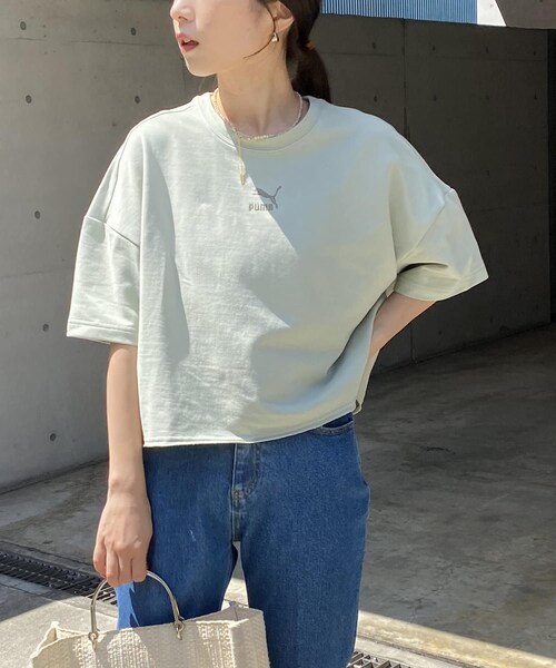 CAPRICIEUX LE'MAGE(カプリシューレマージュ)の「【PUMA/プーマ】ローエッジ半袖スエット(Tシャツ/カットソー・レディース・カーキ/ブラック・S)」の2枚目の写真
