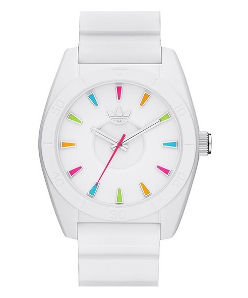 adidas（アディダス）の「adidas Originals 'Santiago' Silicone Strap Watch, 42mm（アナログ腕時計・レディース・White/ Multi）」の2枚目の写真