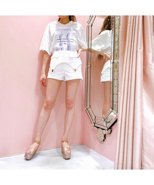 lilLilly(リルリリー)の「コットンレースショートパンツ(パンツ・レディース・WHITE(4/27発送)/BLUE (4/27発送)/BLACK (4/27発送))」の6枚目の写真