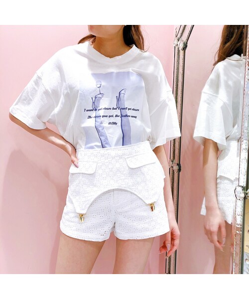 lilLilly(リルリリー)の「コットンレースショートパンツ(パンツ・レディース・WHITE(4/27発送)/BLUE (4/27発送)/BLACK (4/27発送))」の4枚目の写真