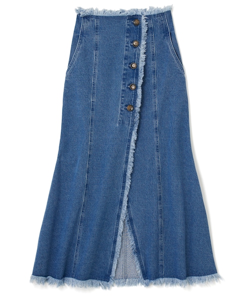 GRL（グレイル）の「スリットフリンジスカート（スカート・レディース・ライトブルー/ブルー・S）」の2枚目の写真