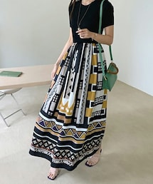 DHOLIC | パターンコントラストニットワンピース(ワンピース)