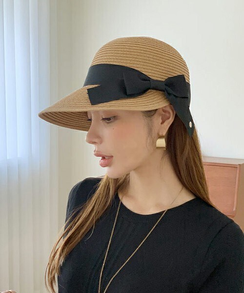 DHOLIC(ディーホリック)の「リボンペーパーハット(ハット・レディース・ホワイト/その他/ベージュ/ブラック・ONESIZE)」の3枚目の写真