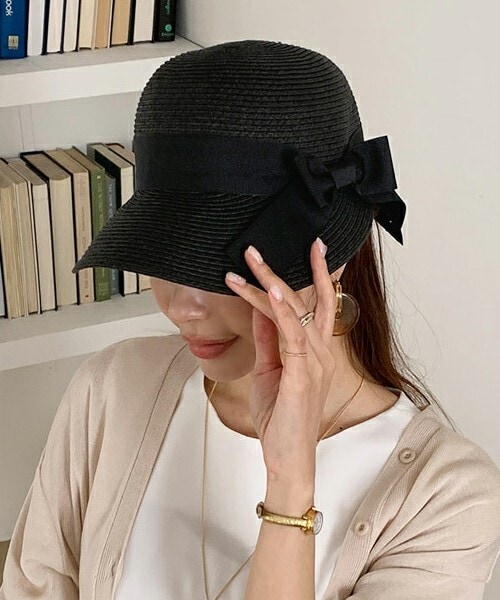 DHOLIC(ディーホリック)の「リボンペーパーハット(ハット・レディース・ホワイト/その他/ベージュ/ブラック・ONESIZE)」の2枚目の写真