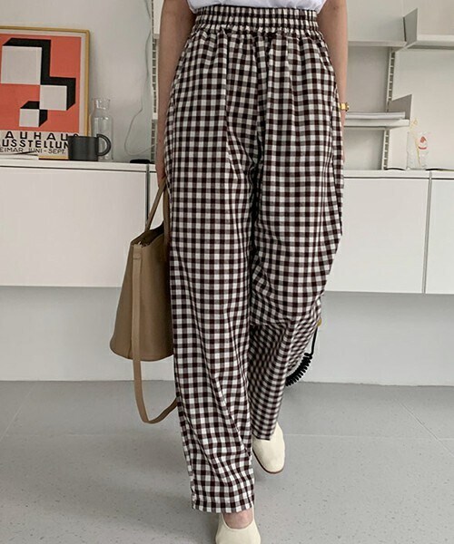 DHOLIC（ディーホリック）の「チェックイージーパンツ（その他パンツ・レディース・ブラック/ブラウン/グレー/ブルー・ONESIZE）」の3枚目の写真