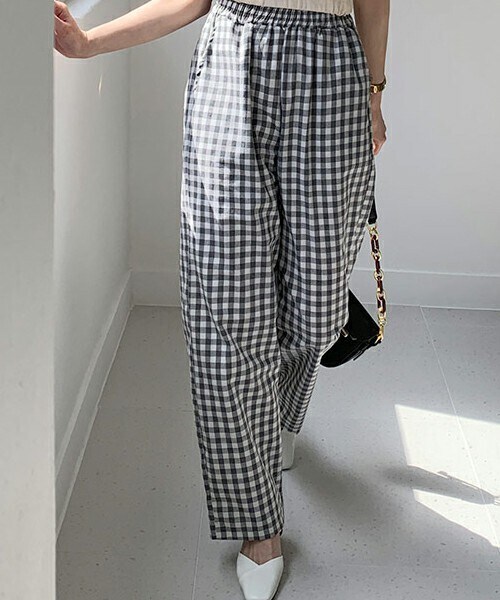DHOLIC（ディーホリック）の「チェックイージーパンツ（その他パンツ・レディース・ブラック/ブラウン/グレー/ブルー・ONESIZE）」の2枚目の写真