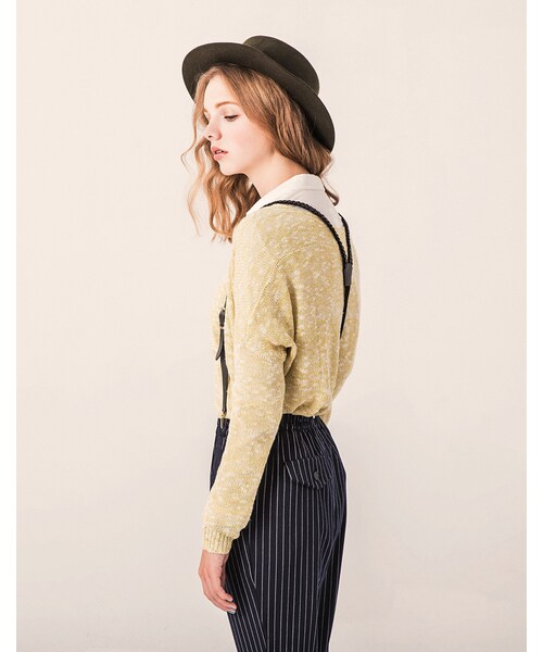 PAZZO（パッゾ）の「歐美LOOK 鬆緊單扣毛尼條紋老爺褲（パンツ・レディース・灰底白條/藍底白條・S/M/L）」の11枚目の写真