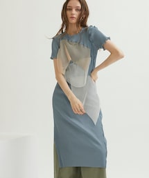 kotohayokozawa | 別注シースルーショートスリーブドレスクルーネック(ワンピース/ドレス)