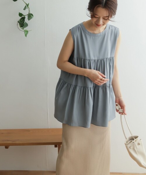 URBAN RESEARCH DOORS(アーバンリサーチドアーズ)の「無袖長版蛋糕罩衫(ワンピース/ドレス・レディース・米色/藍色/藏青色・one)」の11枚目の写真