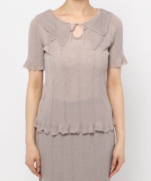 Ezick（エジック）の「透かしフリルリブプルオーバー（トップス・ブラック）」の3枚目の写真