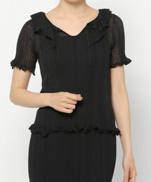 Ezick | 透かしフリルリブプルオーバー(トップス)