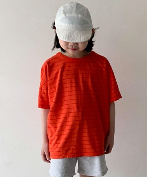 DHOLIC kids（ディーホリックキッズ）の「[T O E] ライン半袖Tシャツ（Tシャツ/カットソー・キッズ・グレー/イエロー/オレンジ/ブルー/ホワイト・S/M/L/XL）」の5枚目の写真
