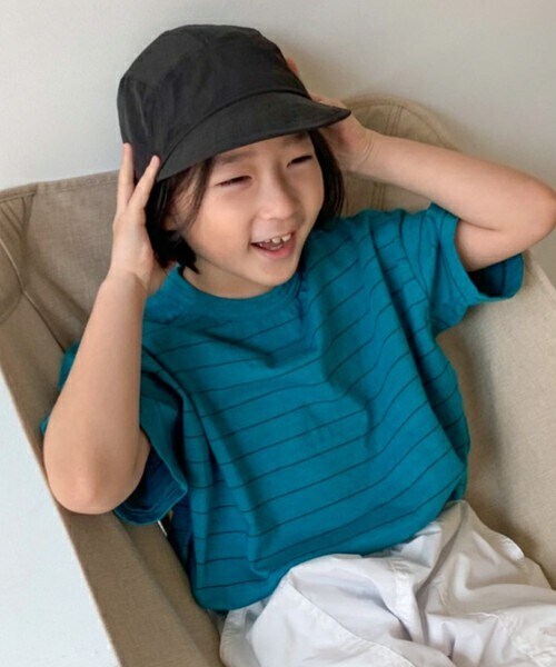 DHOLIC kids（ディーホリックキッズ）の「[T O E] ライン半袖Tシャツ（Tシャツ/カットソー・キッズ・グレー/イエロー/オレンジ/ブルー/ホワイト・S/M/L/XL）」の3枚目の写真