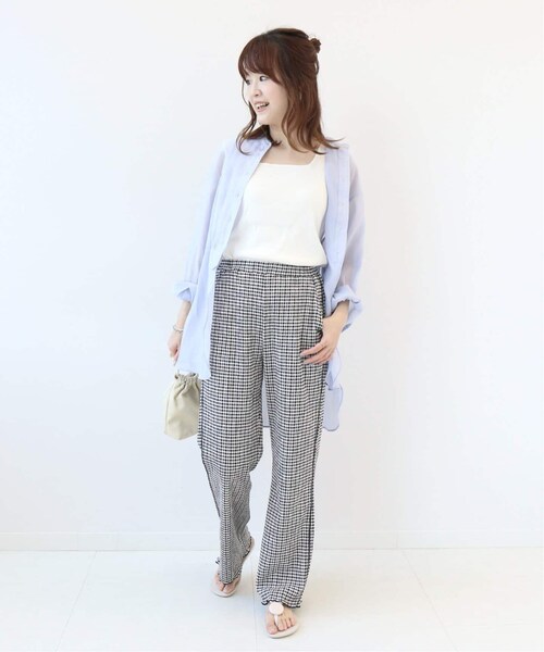 B.C STOCK（ベーセーストック）の「クリンクルチェックイージーパンツ◆（パンツ・ブラック/(001)/フリー/在庫なし）」の6枚目の写真