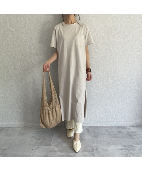 copine（コピン）の「コットン両サイドスリットワンピース(3color)（ワンピース・レディース・オフ/グレージュ/ブラック・ワンサイズ）」の3枚目の写真