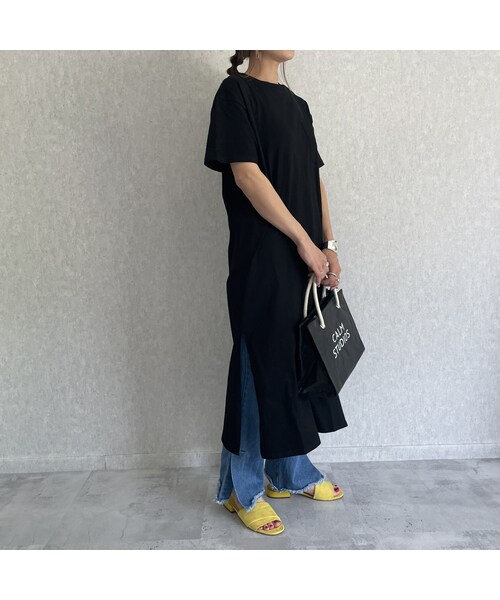 copine（コピン）の「コットン両サイドスリットワンピース(3color)（ワンピース・レディース・オフ/グレージュ/ブラック・ワンサイズ）」の2枚目の写真