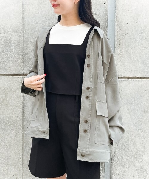 PAGEBOY（ページボーイ）の「ライトクリアミリタリージャケット（ジャケット/アウター・レディース・ブラック/グレージュ/オリーブ・F）」の7枚目の写真