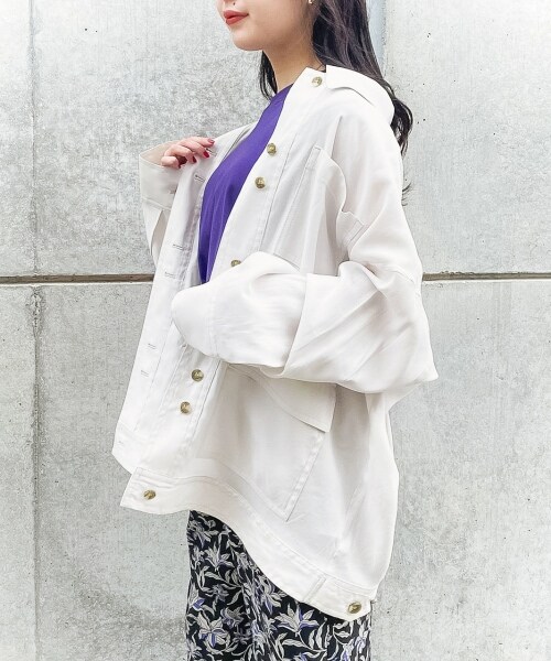 PAGEBOY（ページボーイ）の「ライトクリアミリタリージャケット（ジャケット/アウター・レディース・ブラック/グレージュ/オリーブ・F）」の5枚目の写真