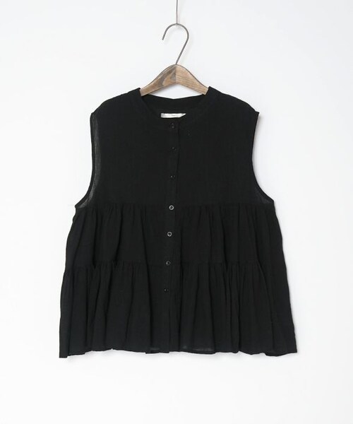 Crisp yours（クリスプユアーズ）の「フレンチボリュームティアードブラウス[c1k2824]（シャツ/ブラウス・レディース・ブラック/アイボリー/ライトグレー/ミント・FREE）」の6枚目の写真