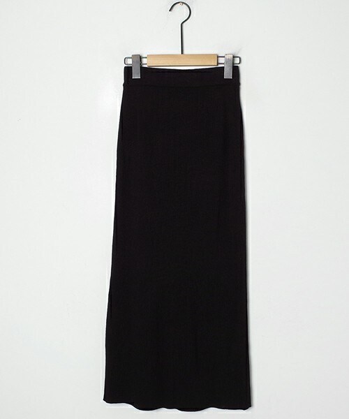 DHOLIC STYLE（ディーホリックスタイル）の「[cherryville] ウエストゴムリブロングスカート・p233077（スカート・レディース・イエロー/ブラウン/ブラック/ブルー・ONESIZE）」の2枚目の写真