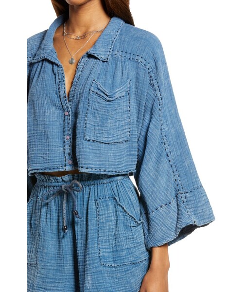 FREE PEOPLE（フリーピープル）の「Elora Crop Shirt & Shorts Set（その他パンツ・レディース・Pink/Blue・Small/Medium/Large/X-large）」の8枚目の写真