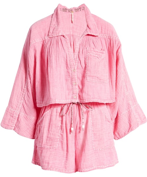 FREE PEOPLE（フリーピープル）の「Elora Crop Shirt & Shorts Set（その他パンツ・レディース・Pink/Blue・Small/Medium/Large/X-large）」の6枚目の写真