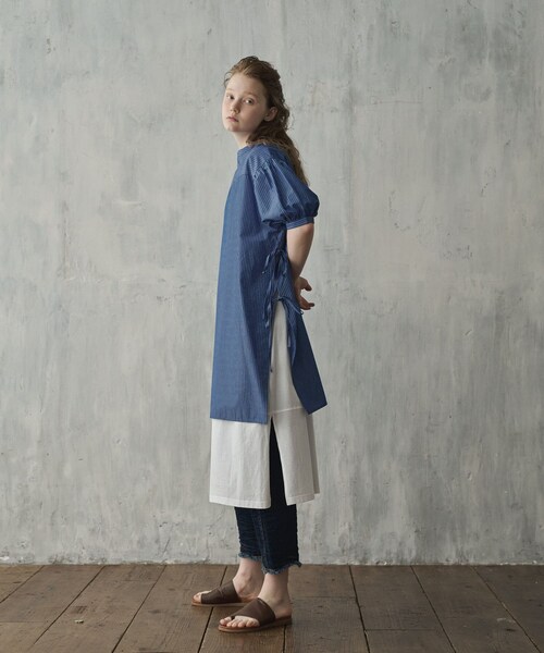 PUAL CE CIN（ピュアルセシン）の「【Du noir】ロゴ刺繍シルケットカットワンピース（Tシャツ/カットソー・レディース・ホワイト/ライトグレー/ブラック・FREE）」の2枚目の写真