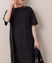 PUAL CE CIN | 【Du noir】ロゴ刺繍シルケットカットワンピース(Tシャツ/カットソー)