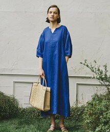 RIVE DROITE（リヴドロワ）の「【首周りの抜け感が小顔効果に】リネンランタンスリーブワンピース（ワンピース）」