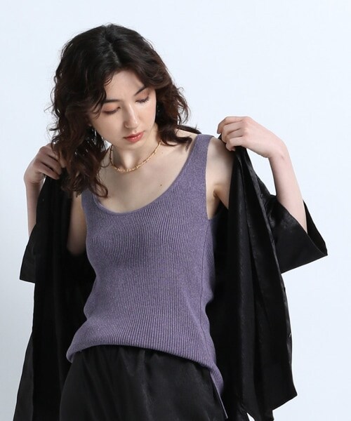 JEANASIS（ジーナシス）の「12G Rib Tank Top（トップス・ブラック()/ベージュ()/パープル()）」の3枚目の写真