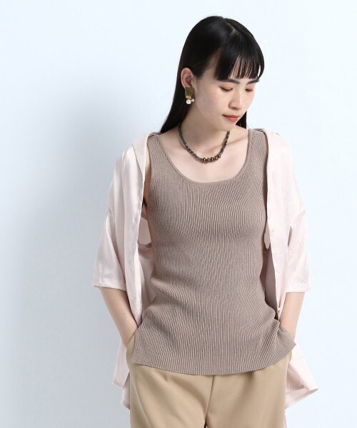 JEANASIS（ジーナシス）の「12G Rib Tank Top（トップス・ブラック()/ベージュ()/パープル()）」の2枚目の写真