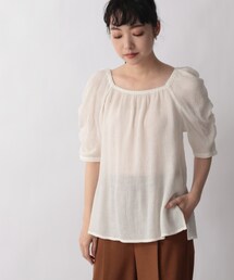 LOWRYS FARM | プリーツスクエアブラウス５Ｓ(トップス)