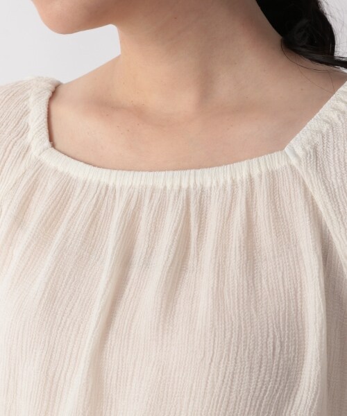 LOWRYS FARM（ローリーズファーム）の「プリーツスクエアブラウス５Ｓ（トップス・オフホワイト/ブラック/イエロー）」の7枚目の写真