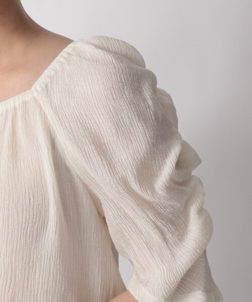 LOWRYS FARM（ローリーズファーム）の「プリーツスクエアブラウス５Ｓ（トップス・オフホワイト/ブラック/イエロー）」の8枚目の写真