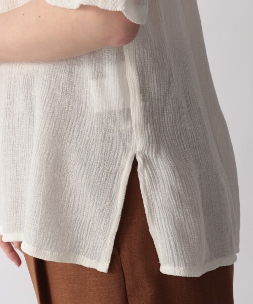 LOWRYS FARM（ローリーズファーム）の「プリーツスクエアブラウス５Ｓ（トップス・オフホワイト/ブラック/イエロー）」の10枚目の写真