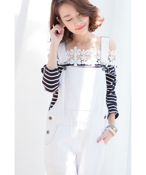 ORENDA（オレンダ）の「顯腿長吊帶長褲（パンツ・レディース・白/淺紫/黑・S/M/L）」の4枚目の写真