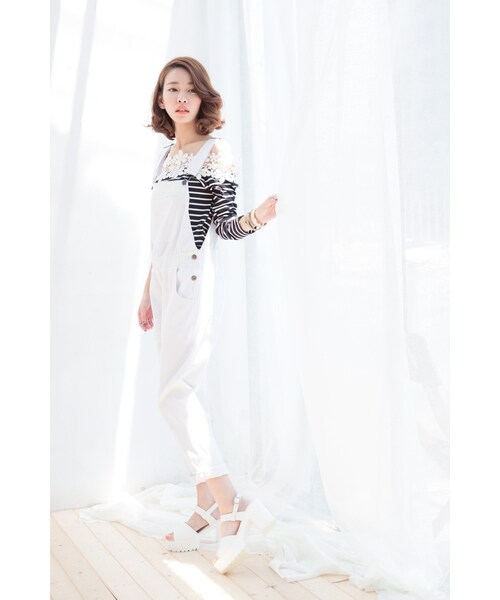 ORENDA（オレンダ）の「顯腿長吊帶長褲（パンツ・レディース・白/淺紫/黑・S/M/L）」の3枚目の写真