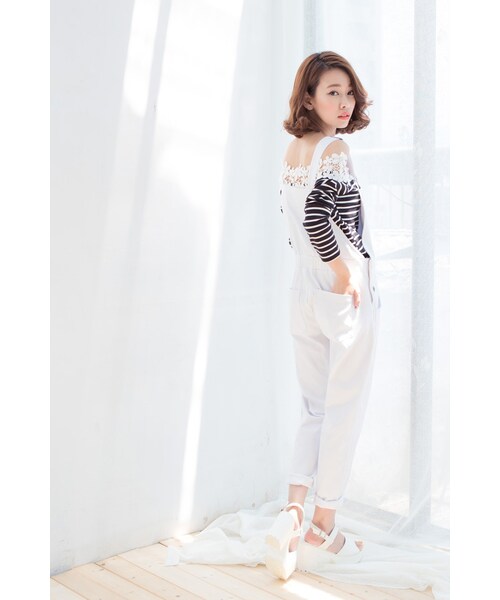 ORENDA（オレンダ）の「顯腿長吊帶長褲（パンツ・レディース・白/淺紫/黑・S/M/L）」の5枚目の写真