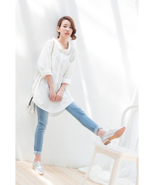 ORENDA（オレンダ）の「經典美型率性水洗牛仔褲（パンツ・レディース・淺藍・S/M/L）」の3枚目の写真