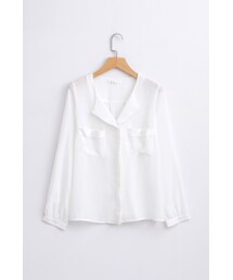 ORENDA | 簡約雪紡雙口袋襯衫(トップス)