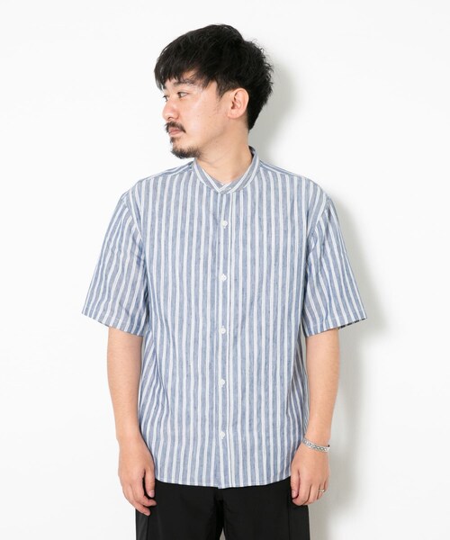 URBAN RESEARCH Sonny Label（アーバンリサーチサニーレーベル）の「クールリネンバンドカラーシャツ（その他・メンズ・ブルーST/カーキ/ナチュラル/ベージュCH・M/L）」の10枚目の写真