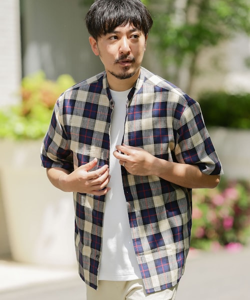 URBAN RESEARCH Sonny Label（アーバンリサーチサニーレーベル）の「クールリネンバンドカラーシャツ（その他・メンズ・ブルーST/カーキ/ナチュラル/ベージュCH・M/L）」の3枚目の写真