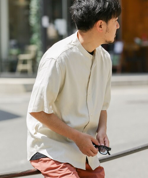 URBAN RESEARCH Sonny Label（アーバンリサーチサニーレーベル）の「クールリネンバンドカラーシャツ（その他・メンズ・ブルーST/カーキ/ナチュラル/ベージュCH・M/L）」の6枚目の写真
