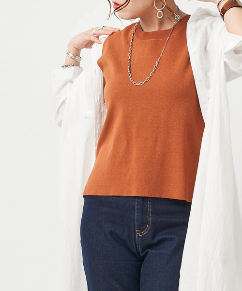 Chez toi（シェトワ）の「ノースリニットプルオーバー（ニット/セーター・レディース・アイボリー/オレンジ/グリーン/ブラック・F）」の2枚目の写真