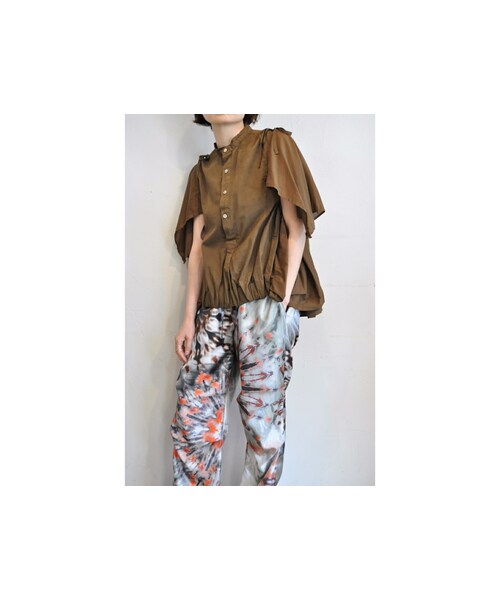 RehersalL（リハーズオール）の「2wayグランパシャツ（シャツ/ブラウス・レディース・ホワイト/ブルー/ブラウン・one）」の2枚目の写真