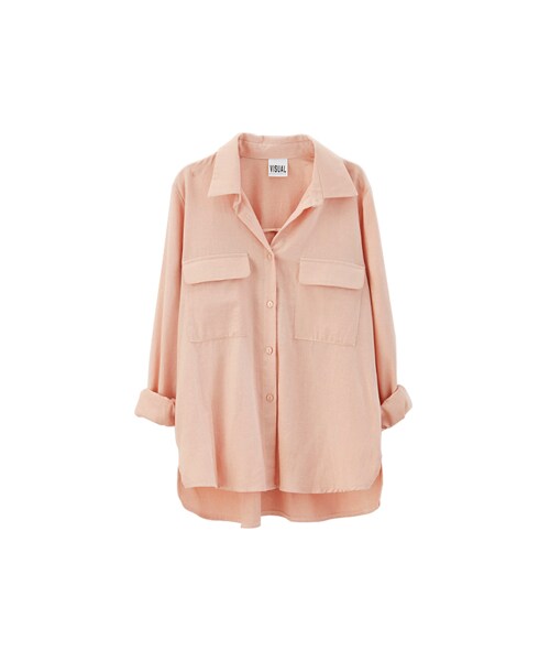 gracegift（グレースギフト）の「好感微秋 韓國嫩色雙口袋襯衫（トップス・レディース・白/粉・F）」の7枚目の写真