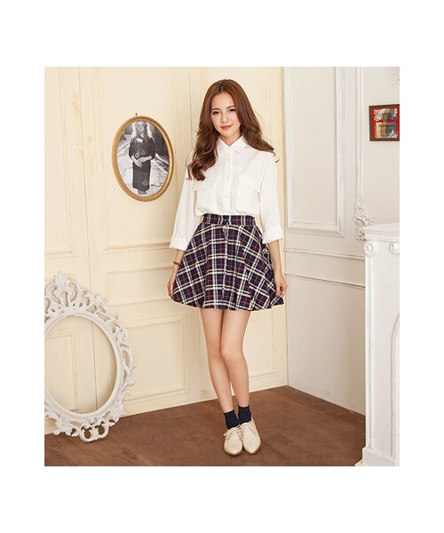 gracegift（グレースギフト）の「好感微秋 韓國嫩色雙口袋襯衫（トップス・レディース・白/粉・F）」の4枚目の写真